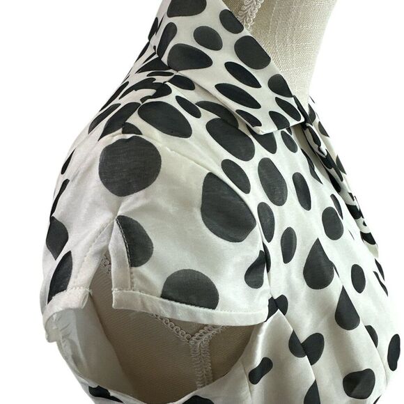 Kay Unger Polka Dot Silk Belted Dress Sz 8 Retro Classic Date Night - Picture 7 of 16